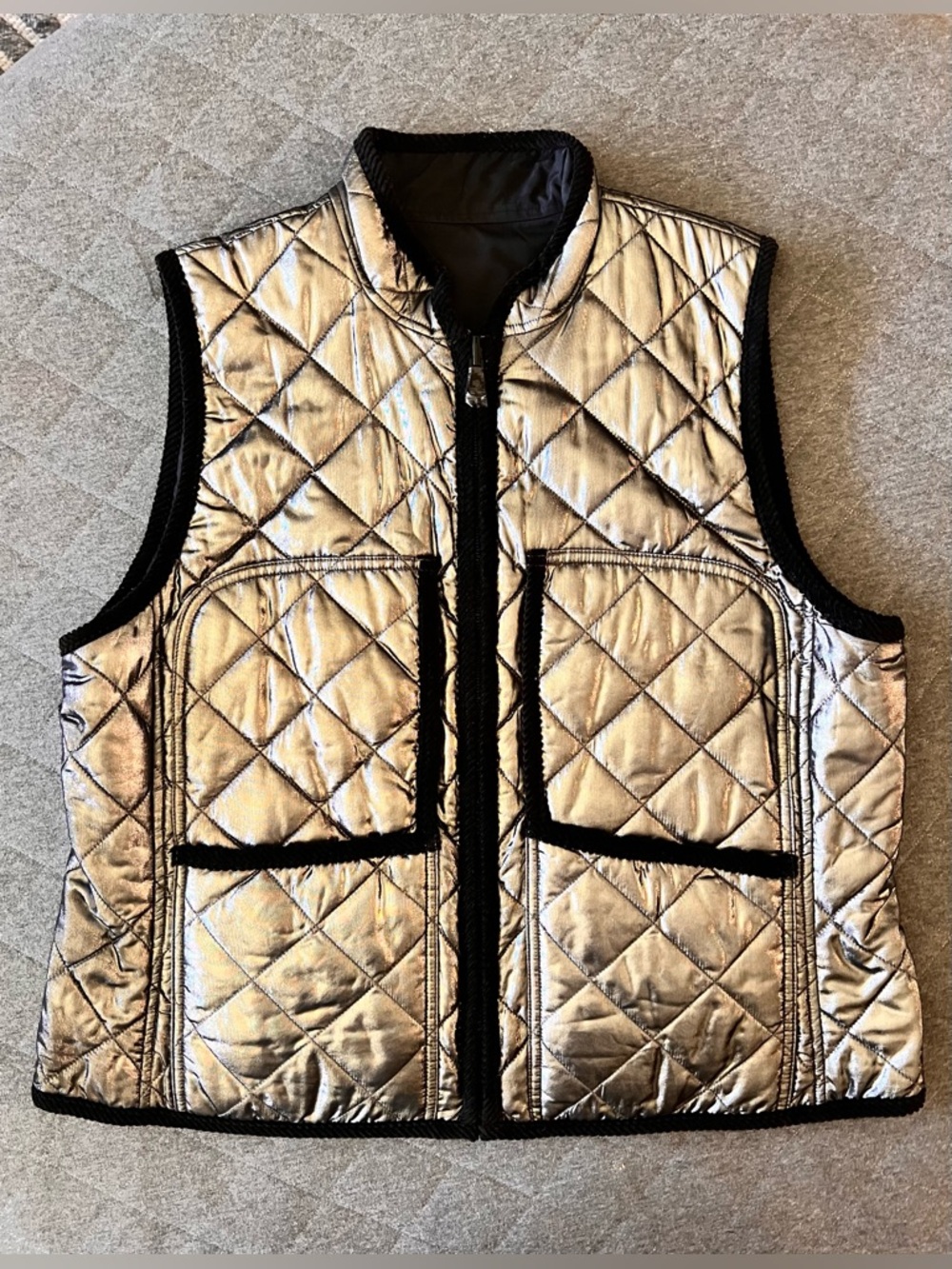 LAUREN Ralph Lauren XL Reversible Black Silver Quilted Hunting Vest Exc Cond - Picture 8 of 9